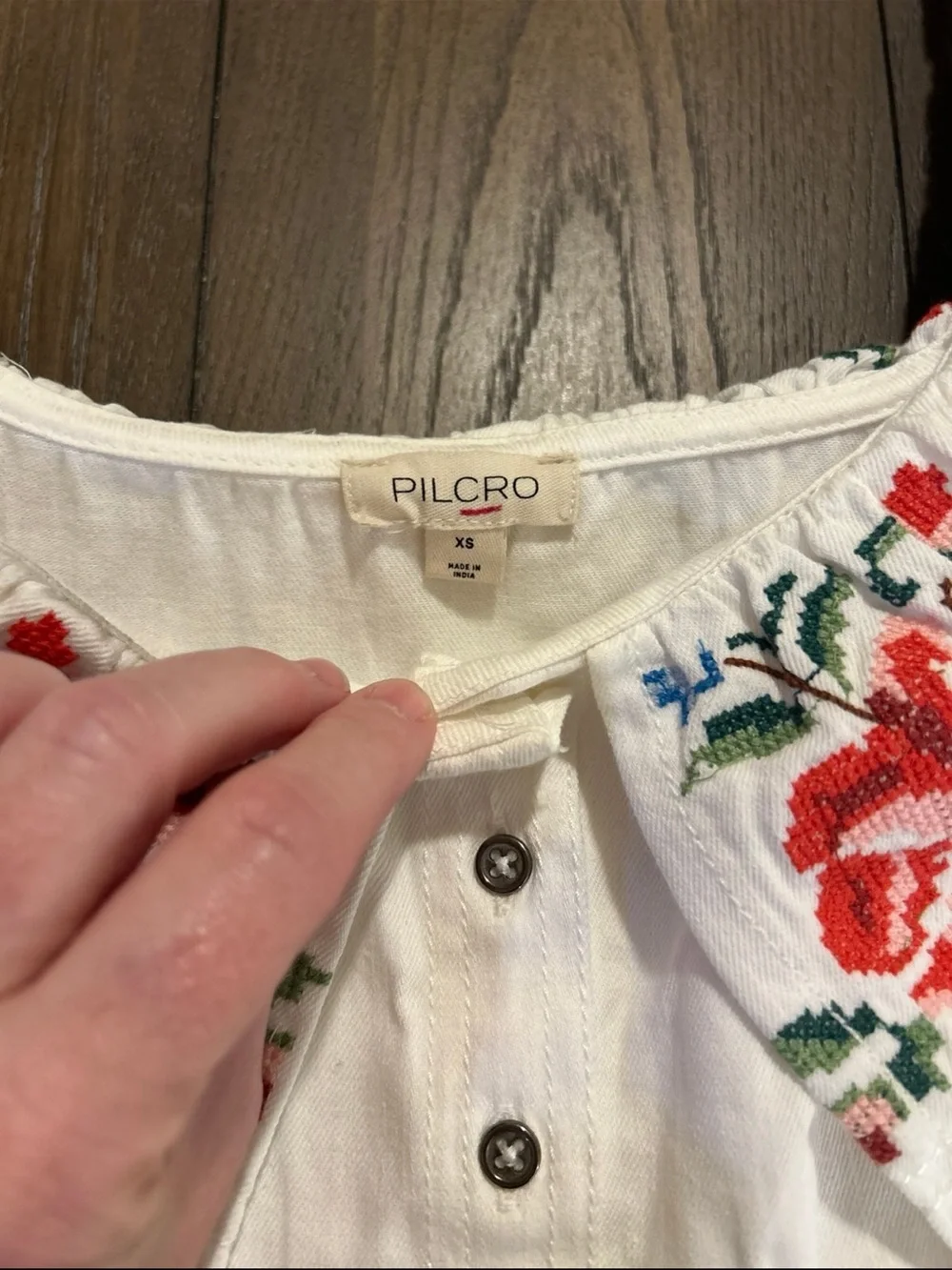 Pilcro White Embroidered Ruffle Camisole with Red and Blue Florals - Picture 5 of 7